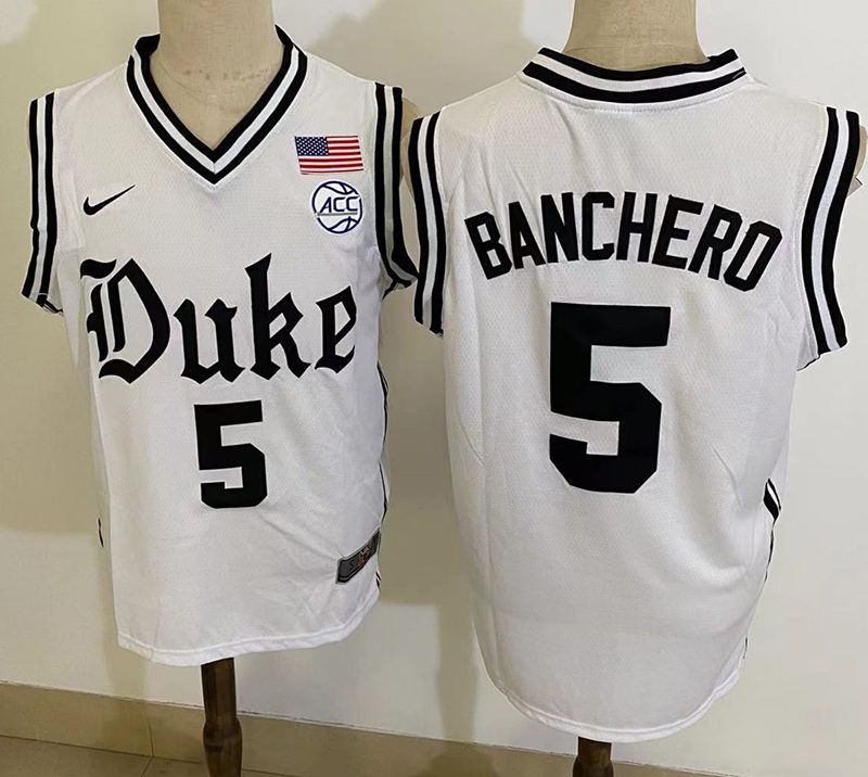 Men Duke Blue Devils 5 Banchero White Nike 2025 NCAA Jersey